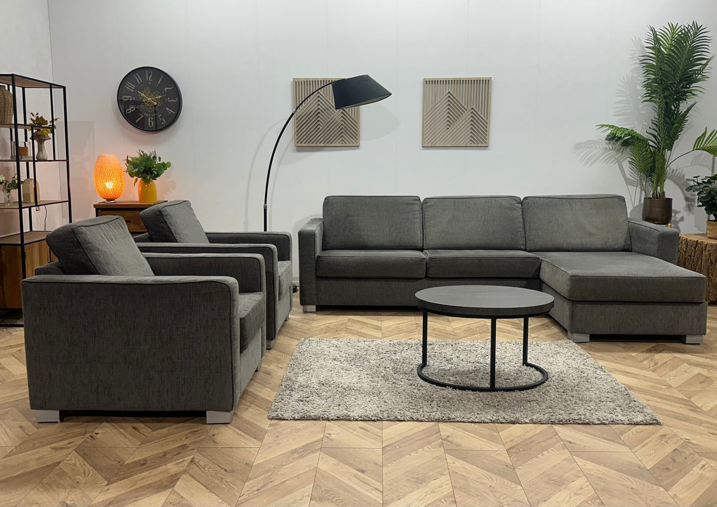 Montèl Grijze Hoekbank Inc Fauteuils ~ Losse Kussens Met Afneembare Hoezen