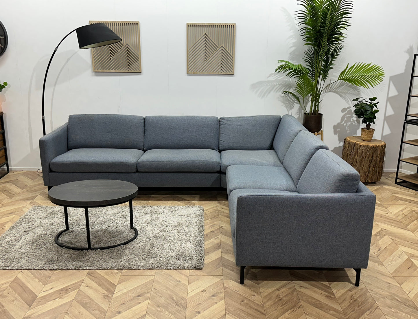 Blauwe/Grijze Hoekbank ~ Losse Kussens Met Afneembare Hoezen