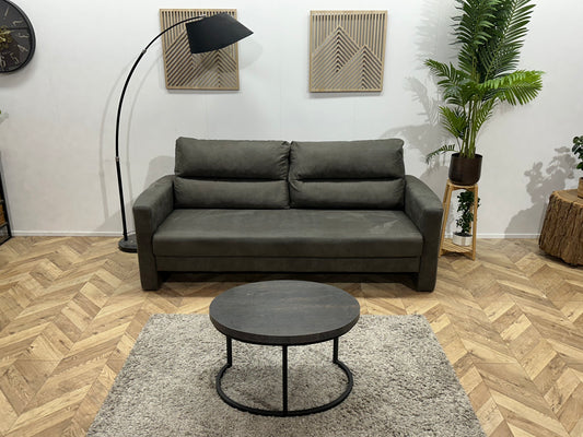 Antraciet Suède Stoffen 2.5-Zits Bank ~ Losse Rugkussens Met Afneembare Hoezen