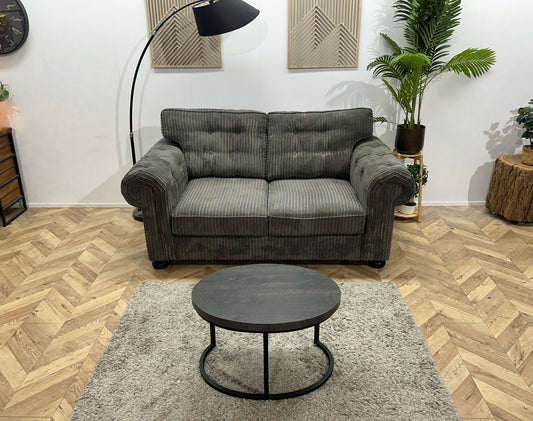 UrbanSofa Antraciet Ribstof 2.5-Zits Bank ~ Losse Kussens Met Afneembare Hoezen