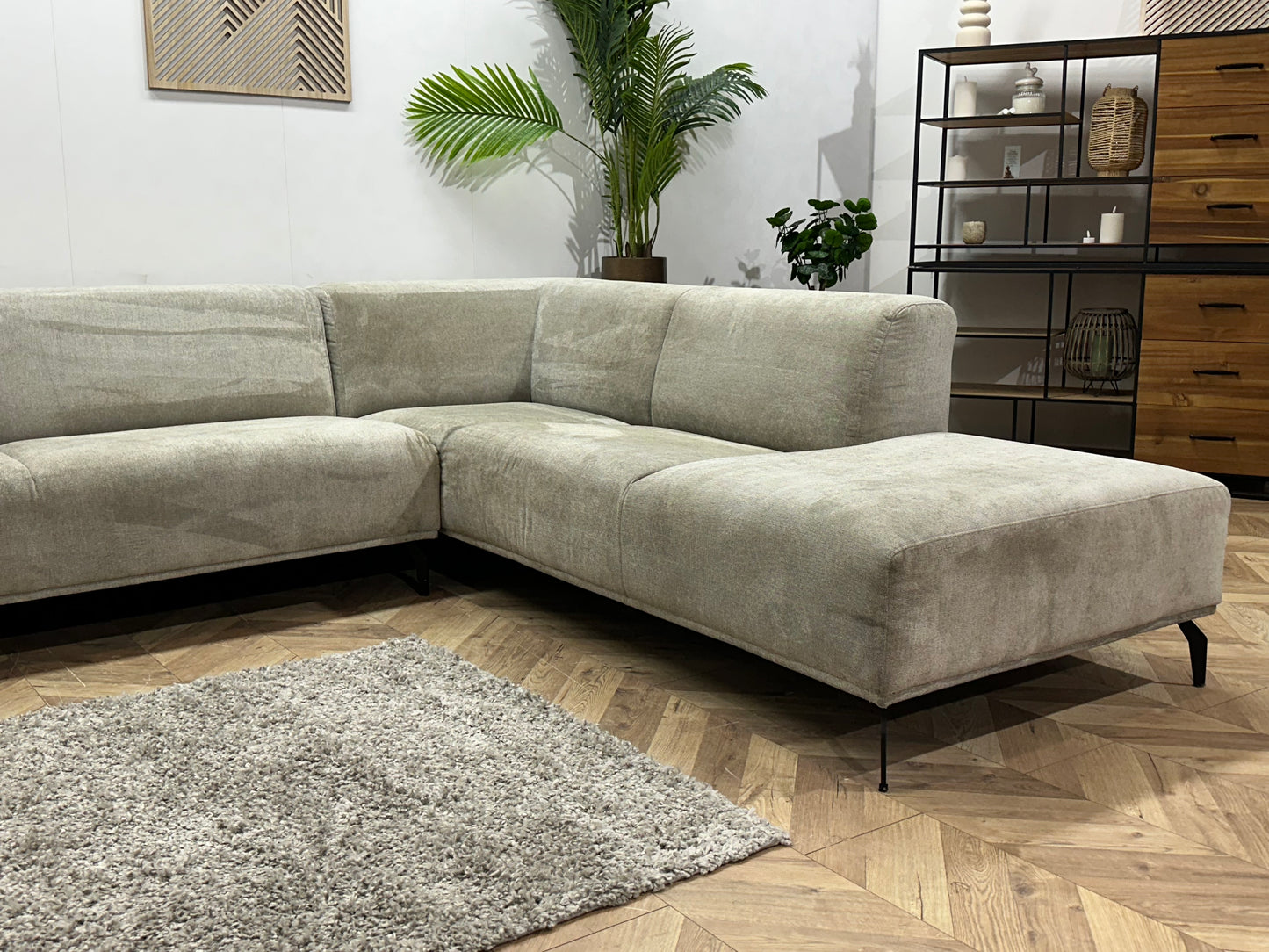 Dyyk Licht Grijze Suède Stoffen Hoekbank