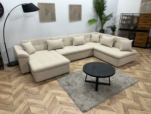 !Showroommodel! Witte Bouclé Stoffen U Bank