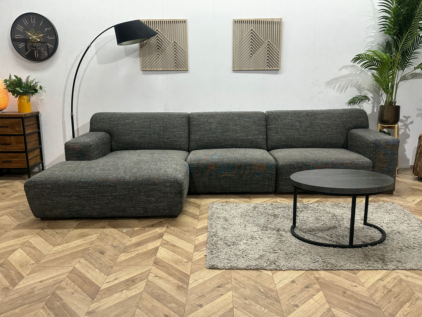 Antraciet Hoekbank ~ Vaste Kussens