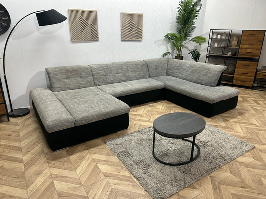 Grijze/Zwarte U Bank ~ Vaste Kussens