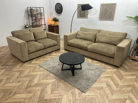 Licht Bruine Velvet Banken Set ~ Losse Kussens Met Afneembare Hoezen