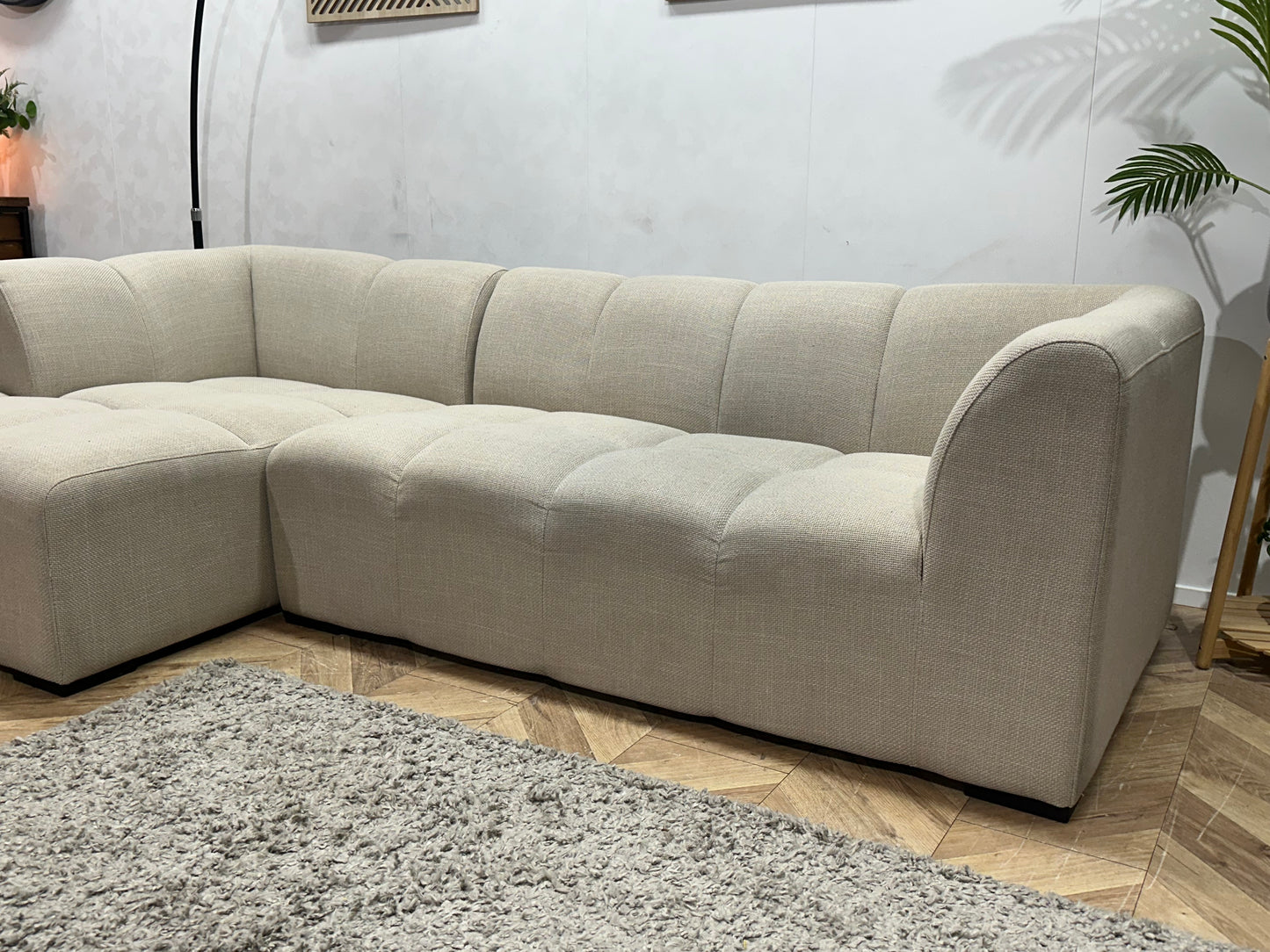 Crème Hoekbank ~ Vaste Kussens