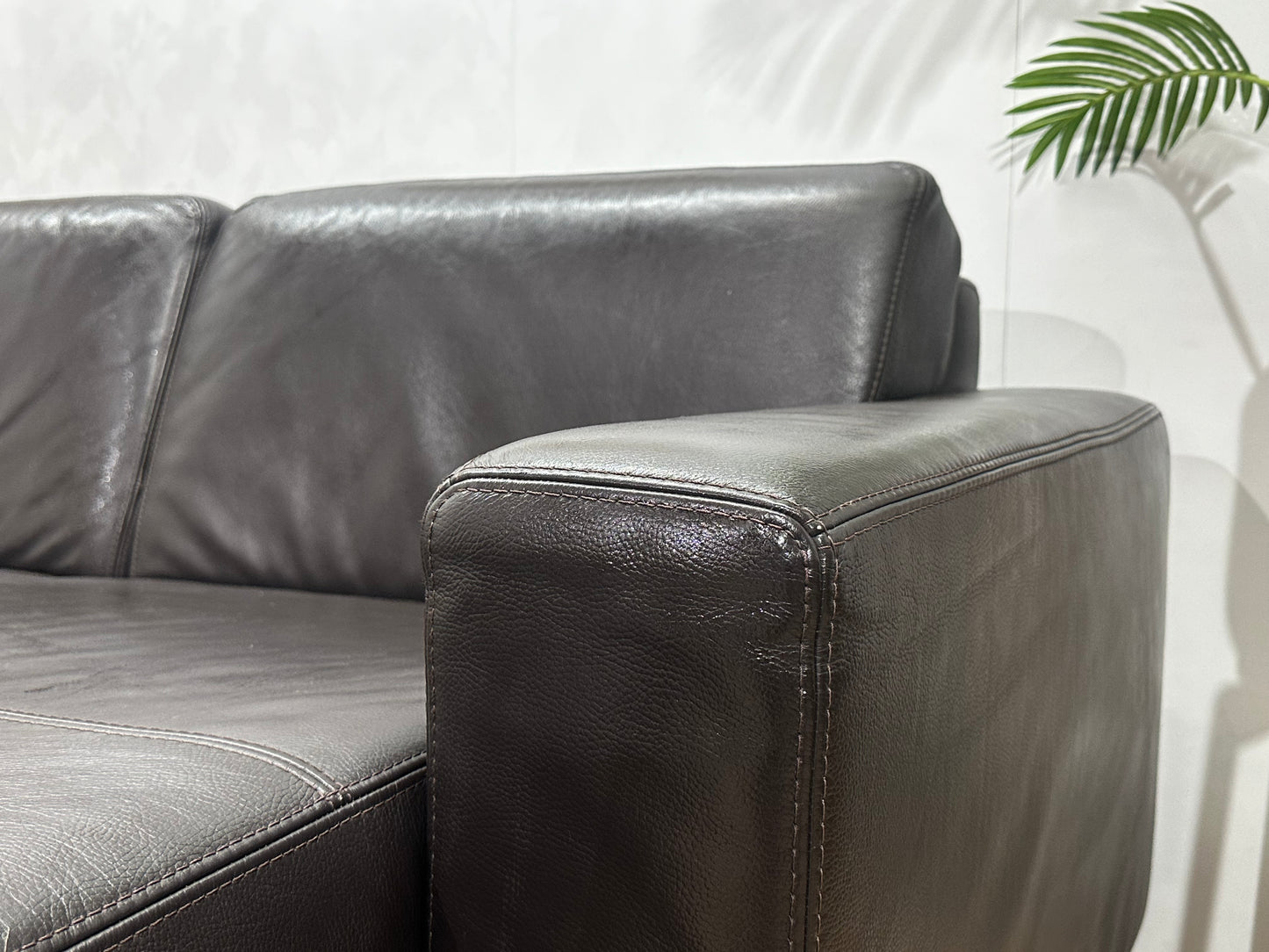 Bruine Echt Lederen Hoekbank ~ Geïmpregneerd