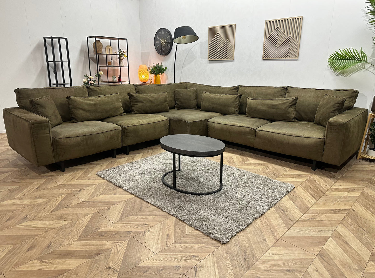 Leger Groene Ruime Design Hoekbank ~ Losse Kussens Met Afneembare Hoezen