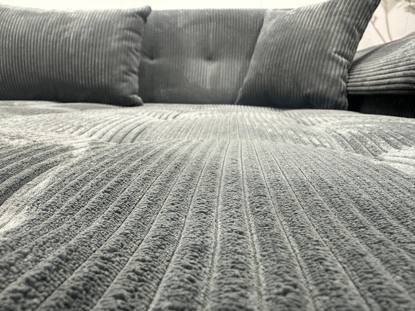 !Showroommodel! Blauwe Ribstof U Bank