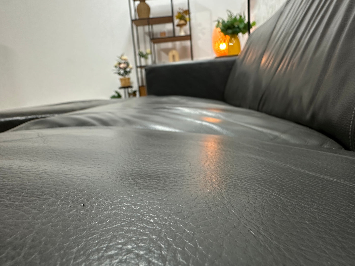 Montèl Antraciet Echt Lederen Hoekbank ~ Vaste Kussens