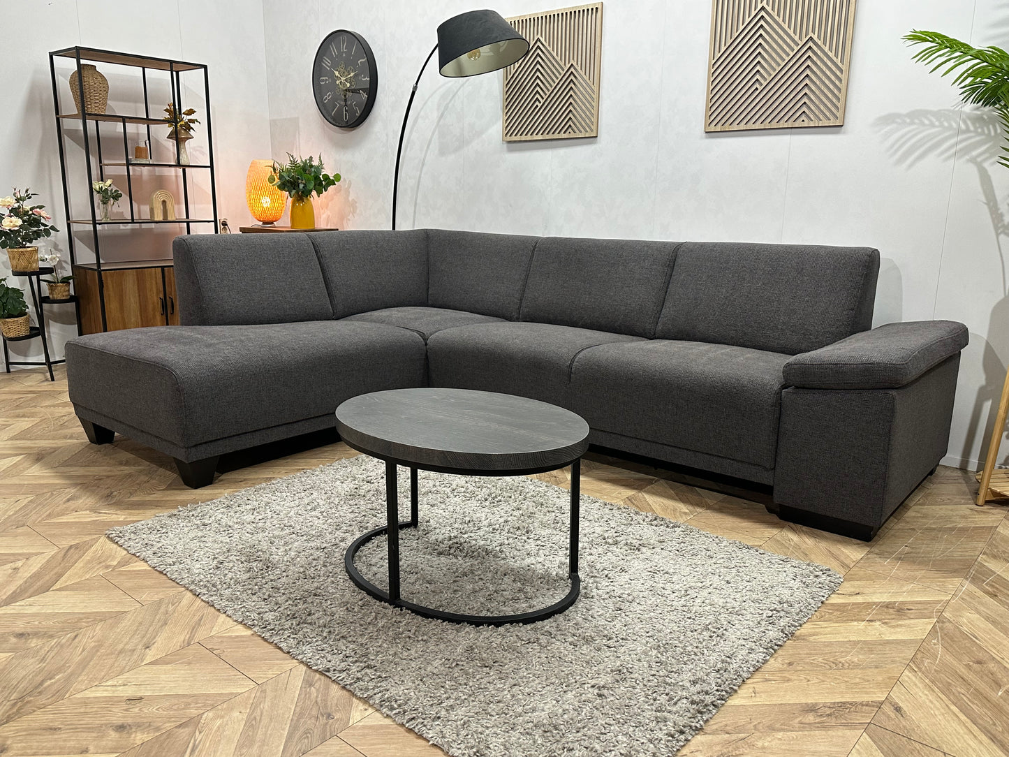 Antraciet Hoekbank ~ Verstelbare Armsteun