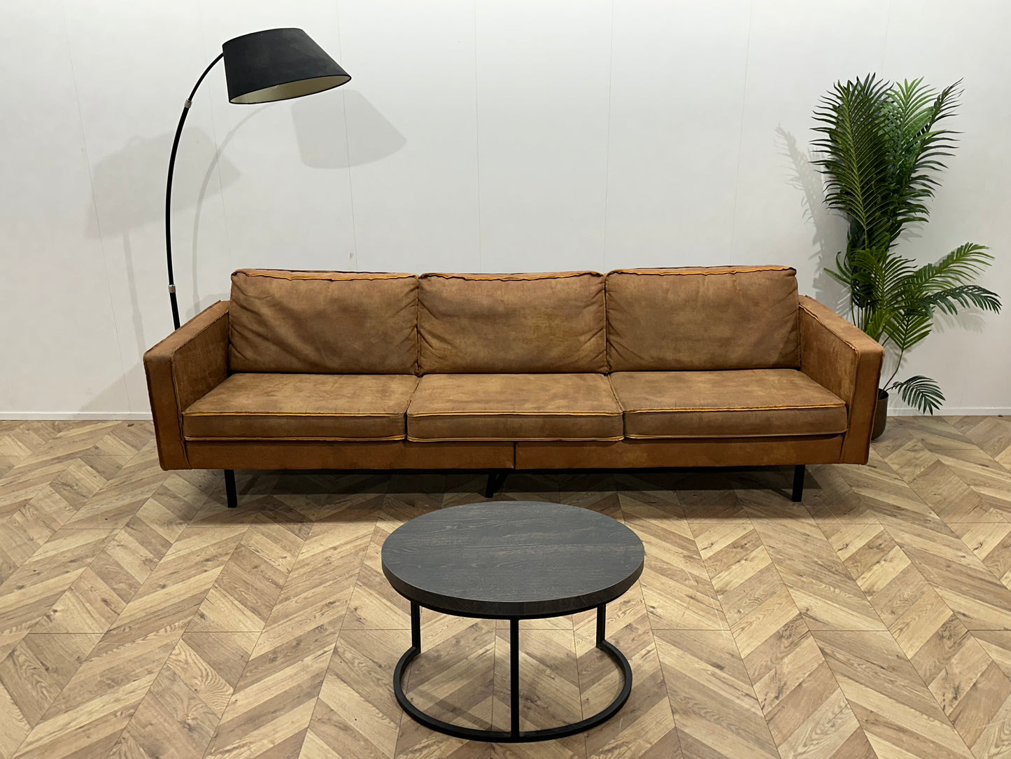 Be Pure Cognac Bruine Suède Lederen 3-Zits Bank ~ Losse Kussens Met Afneembare Hoezen