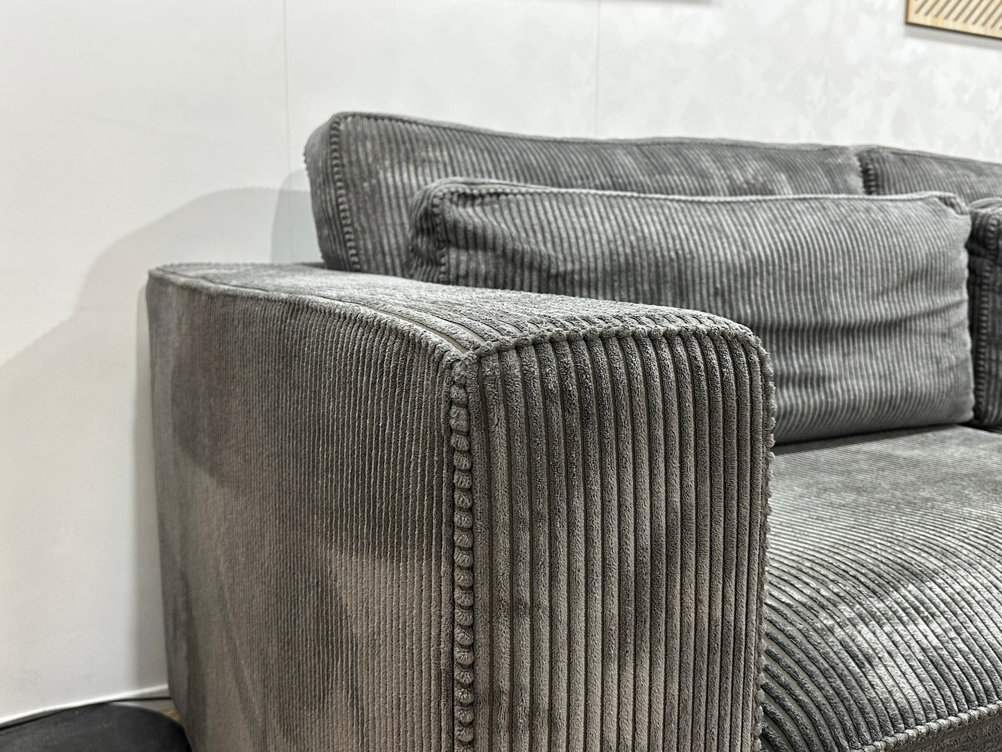 Antraciet Ribstof Hoekbank ~ Losse Kussens Met Afneembare Hoezen