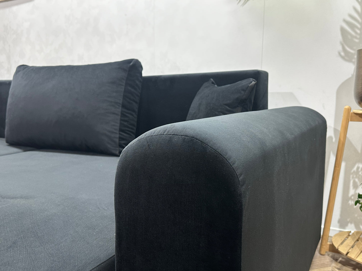 !Showroommodel! Zwarte Velvet Hoekbank