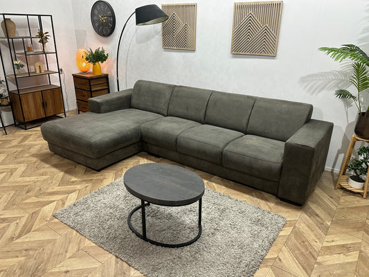 Antraciet Suède Stoffen Hoekbank ~ Vaste Kussens