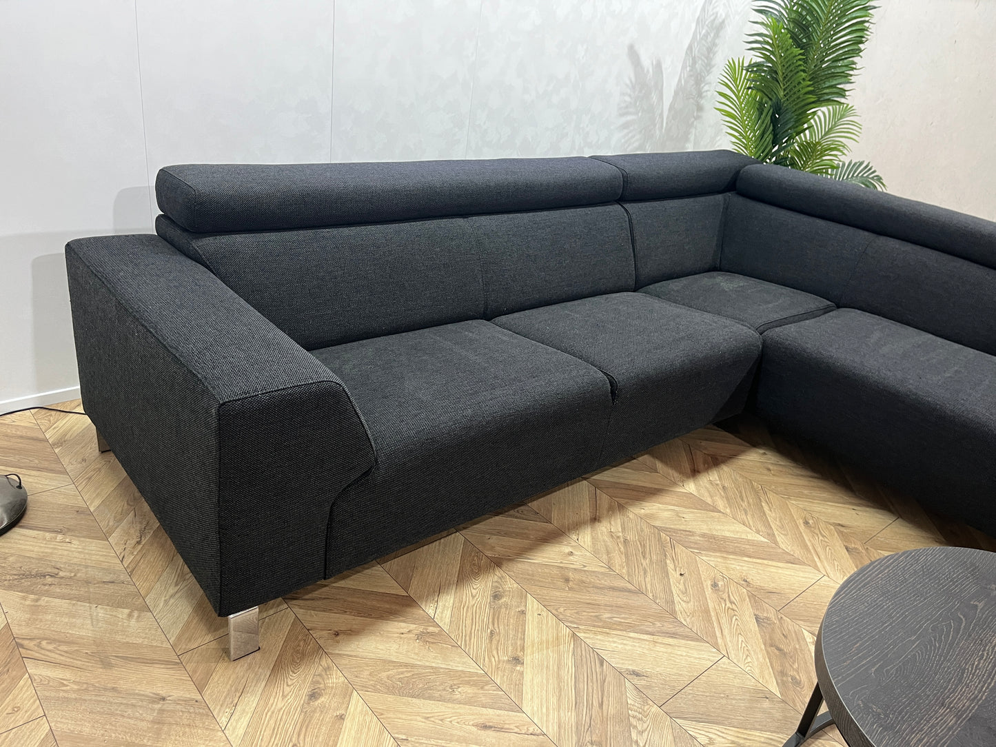 IN.HOUSE Zwarte Hoekbank ~ Verstelbare Hoofdsteunen