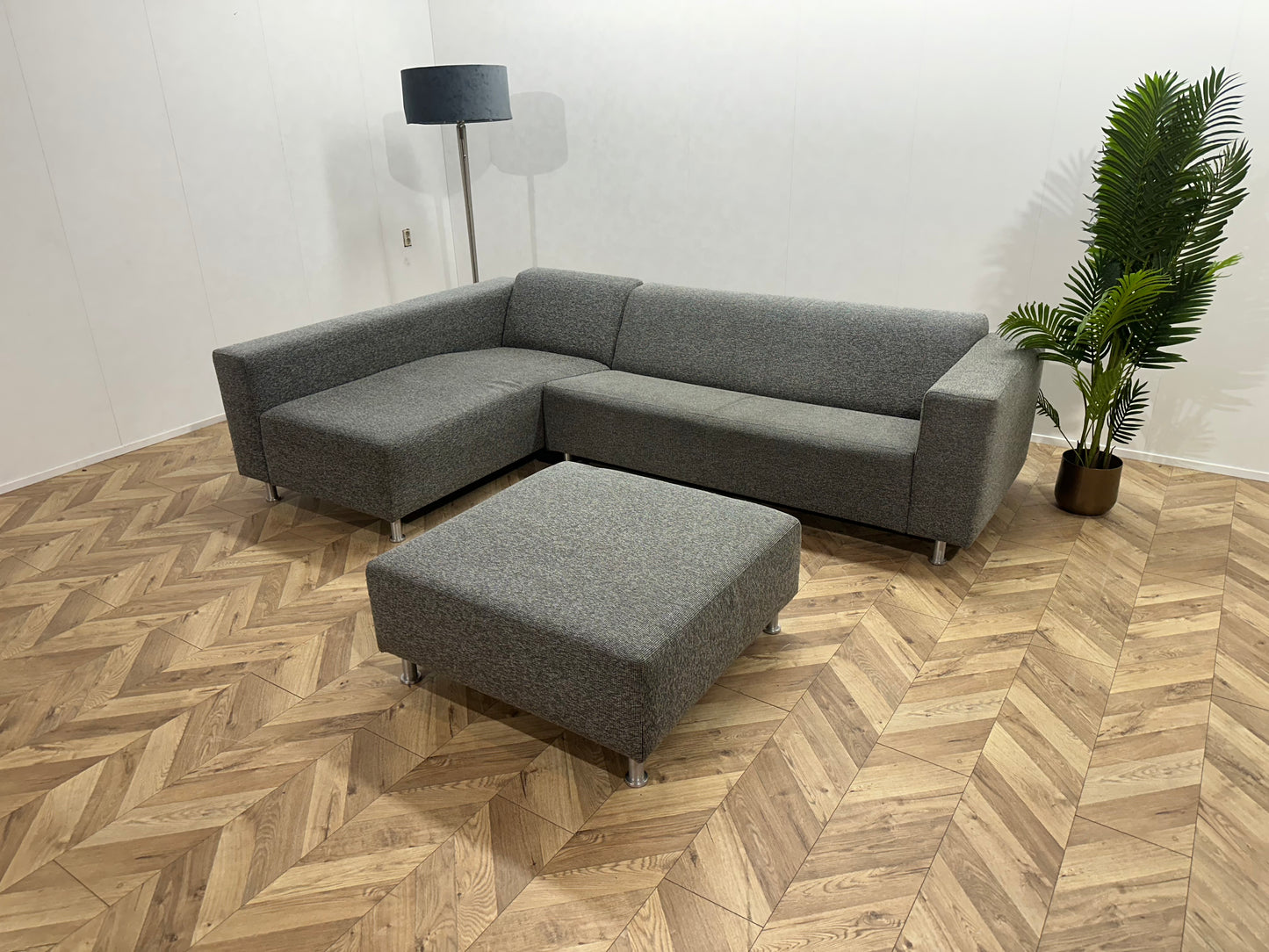Antraciet Hoekbank Inc Hocker ~ Vaste Kussens