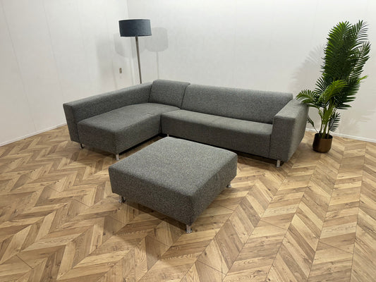 Antraciet Hoekbank Inc Hocker ~ Vaste Kussens