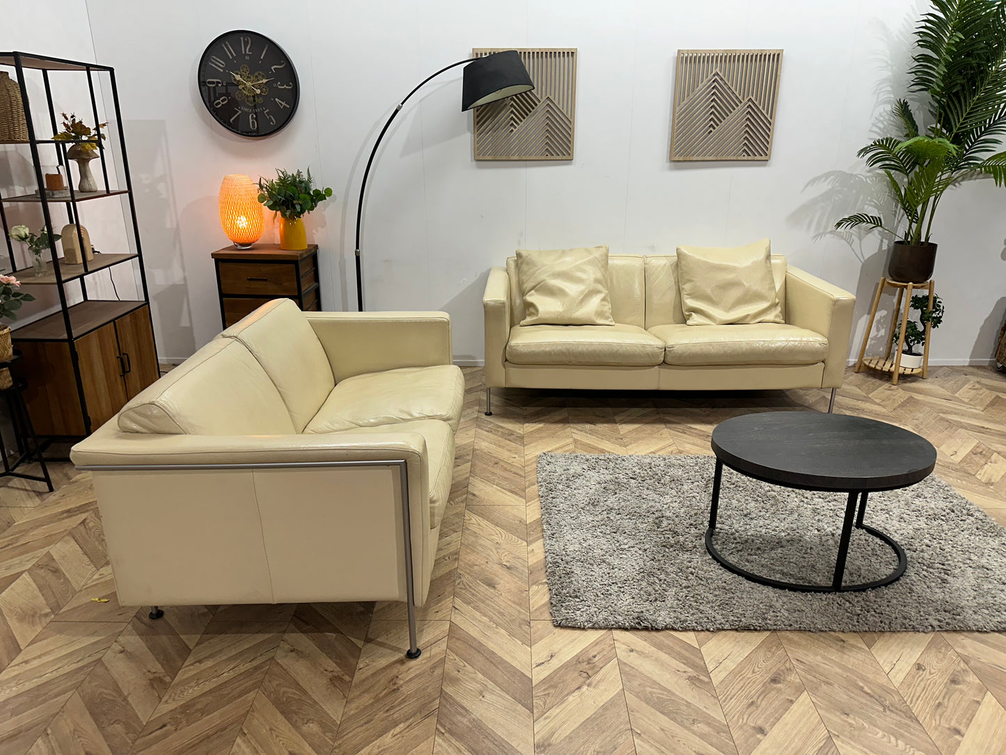 Touché Crème Lederen Banken Set ~ Losse Kussens