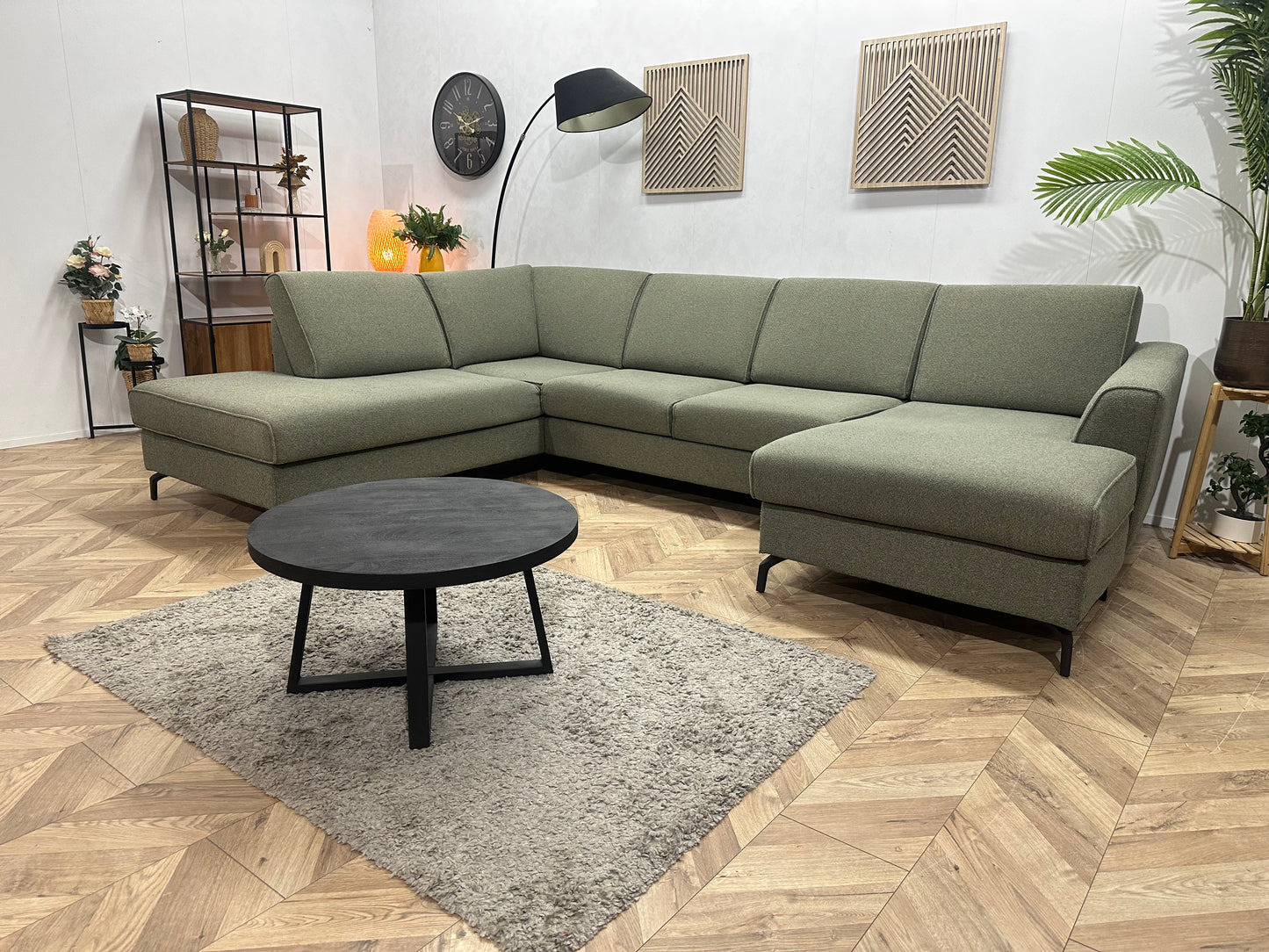 H&H Grijze U Bank ~ Losse Kussens Met Afneembare Hoezen