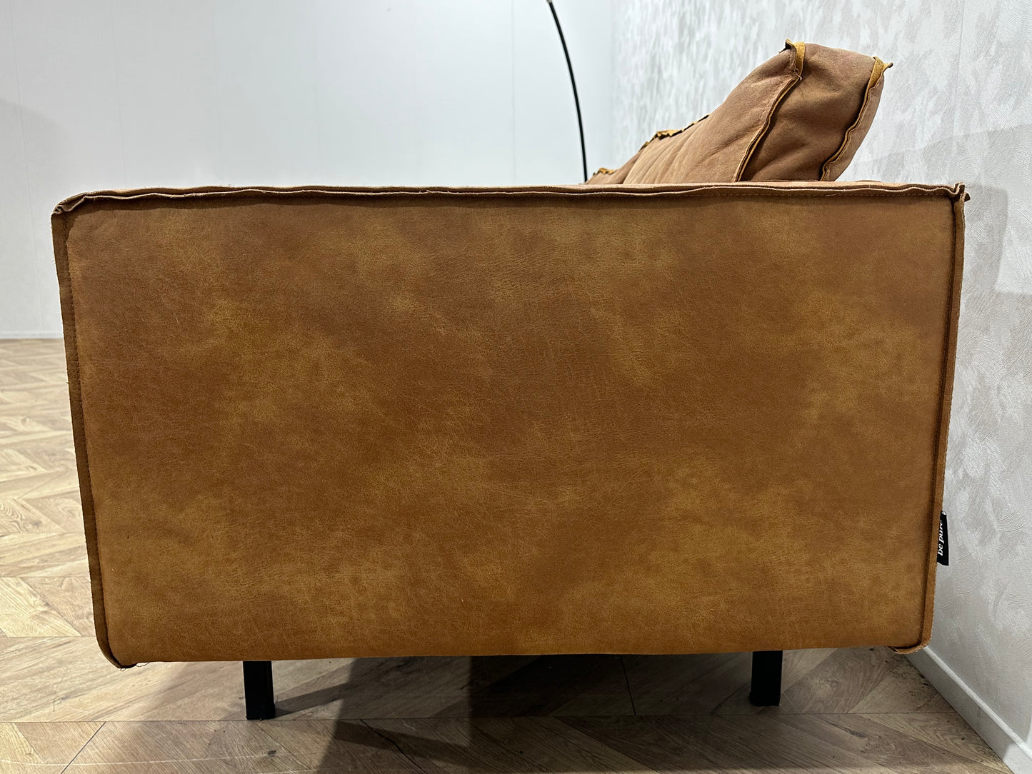 Be Pure Cognac Bruine Suède Lederen 3-Zits Bank ~ Losse Kussens Met Afneembare Hoezen