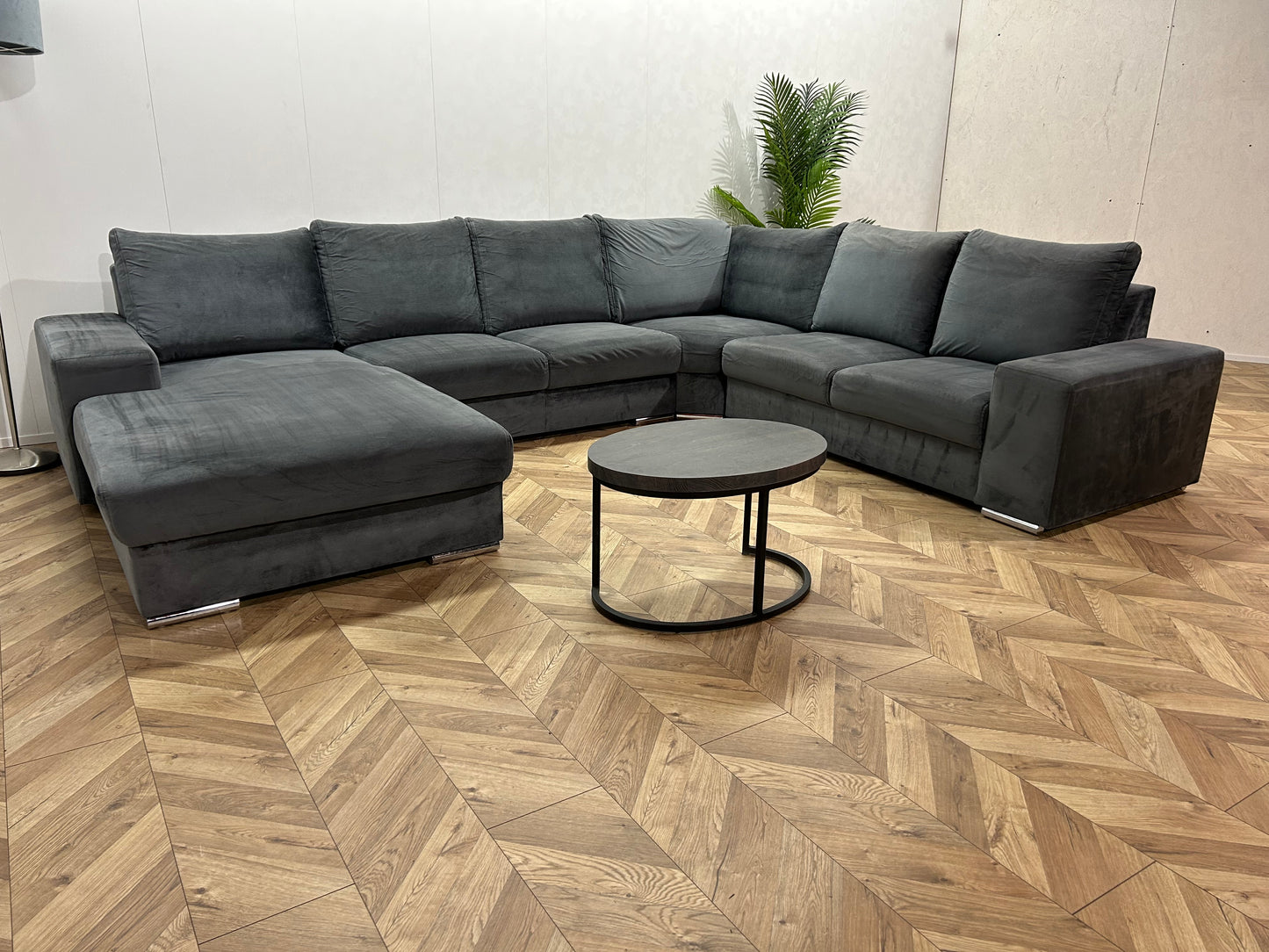 Blauwe Velvet U Bank ~ Losse Rugkussens Met Afneembare Hoezen