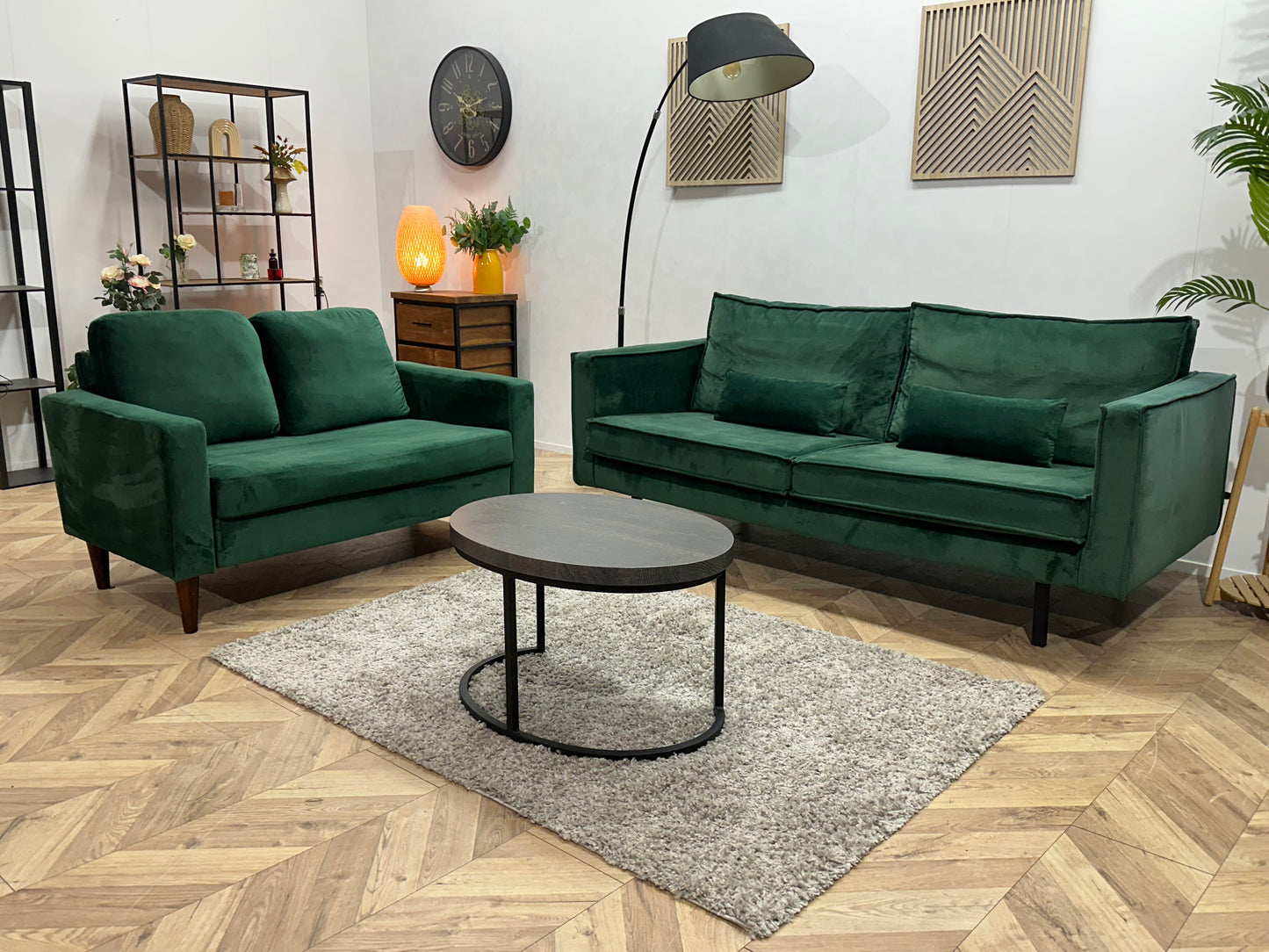 Be Pure Groene Velvet Banken Set ~ Losse Kussens Met Afneembare Hoezen