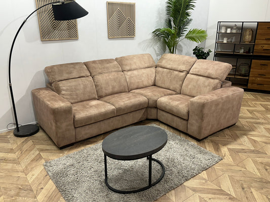 Licht Bruine Velvet Hoekbank ~ Verstelbare Hoofdsteunen