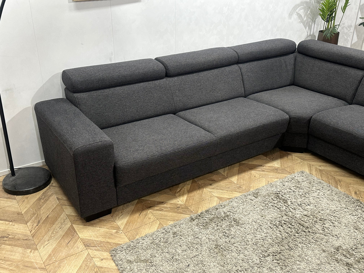 Antraciet Hoekbank ~ Verstelbare Hoofdsteunen