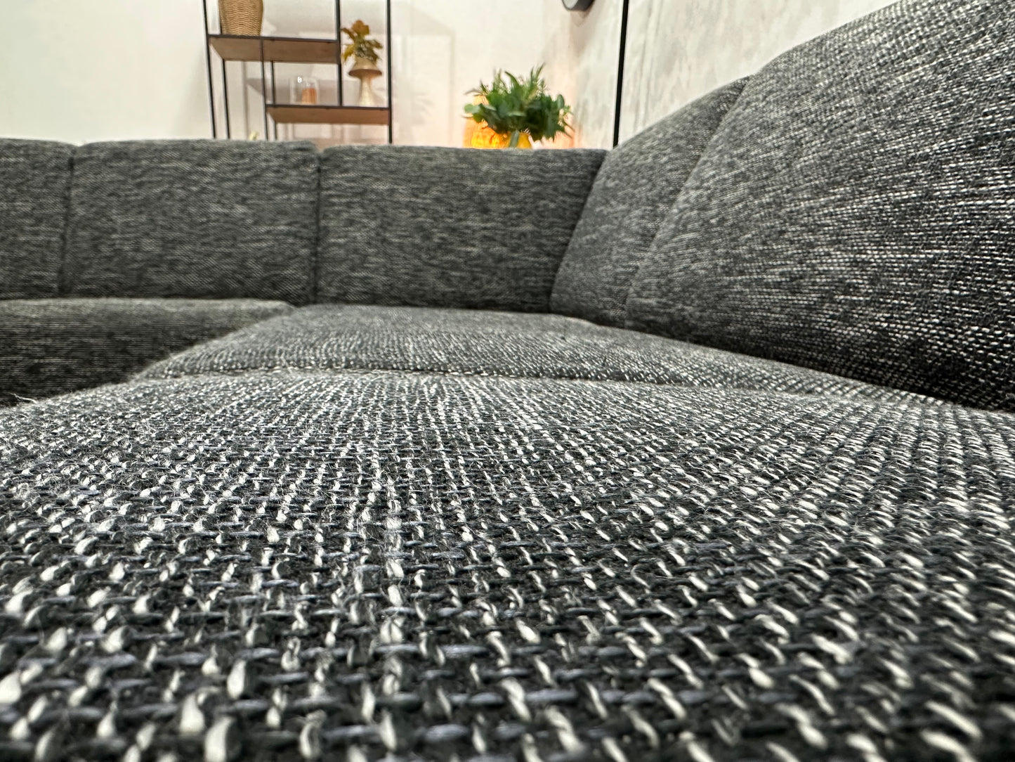 Antraciet Hoekbank ~ Vaste Kussens