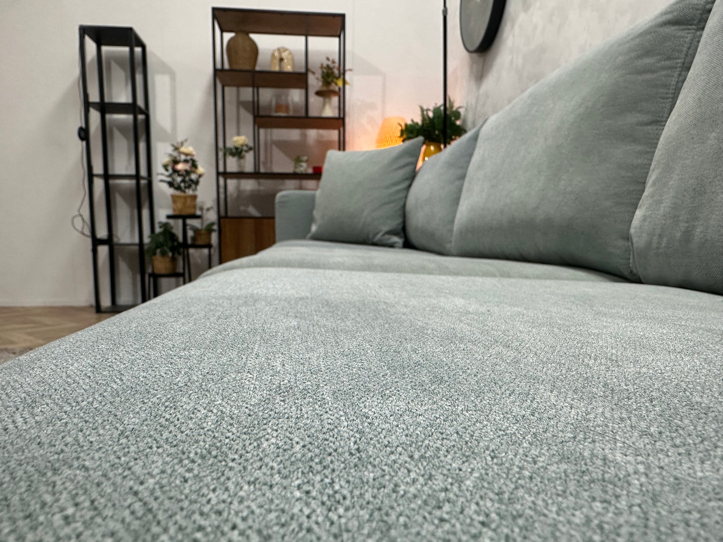 Licht Blauwe Ruime Hoekbank ~ Losse Kussens Met Afneembare Hoezen