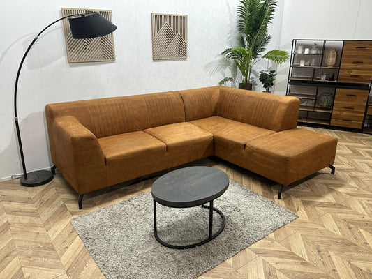 Cognac Bruine Suède Stoffen Hoekbank ~ Inruilvoordeel