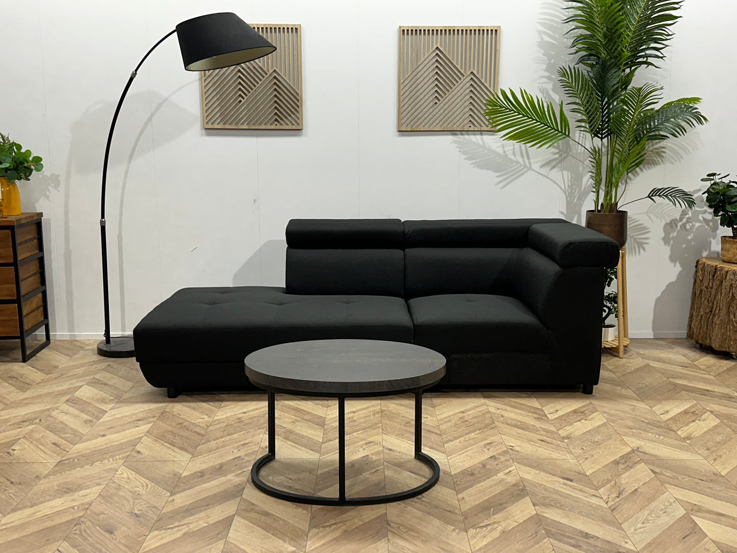 !Showroommodel! Zwart Suede Stoffen Designbank