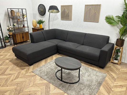 Antraciet Hoekbank ~ Vaste Kussens