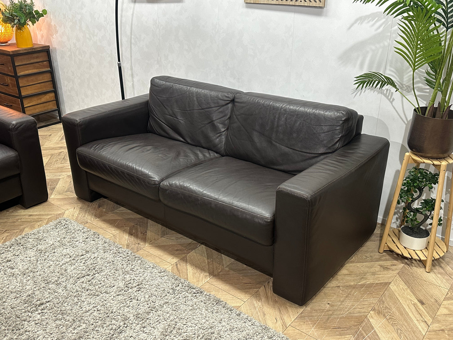 Bruine Echt Lederen Banken Set ~ Vaste Kussens