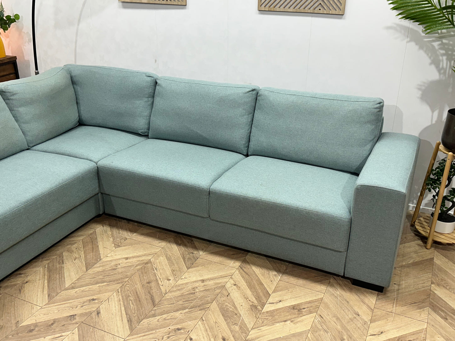 Licht Blauwe Hoekbank ~ Losse Kussens Met Afneembare Hoezen