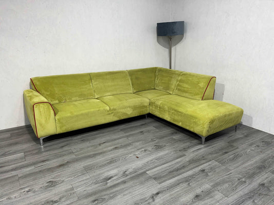 Groene Ribstof Hoekbank