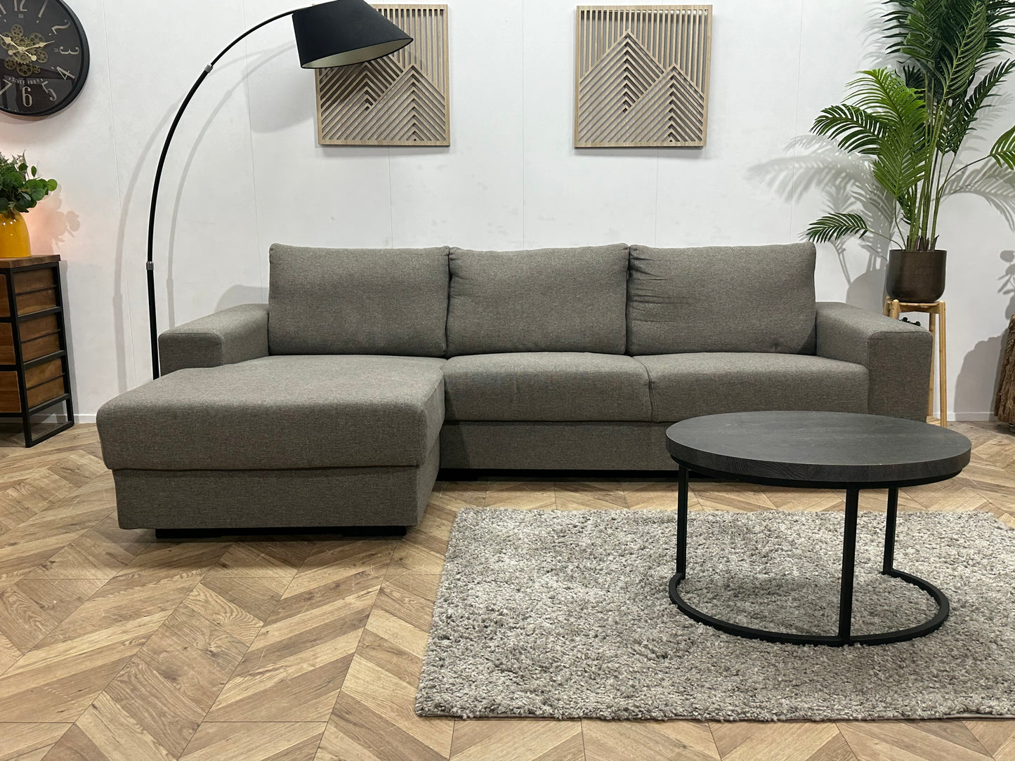 Grijze Hoekbank ~ Losse Rugkussens Met Afneembare Hoezen