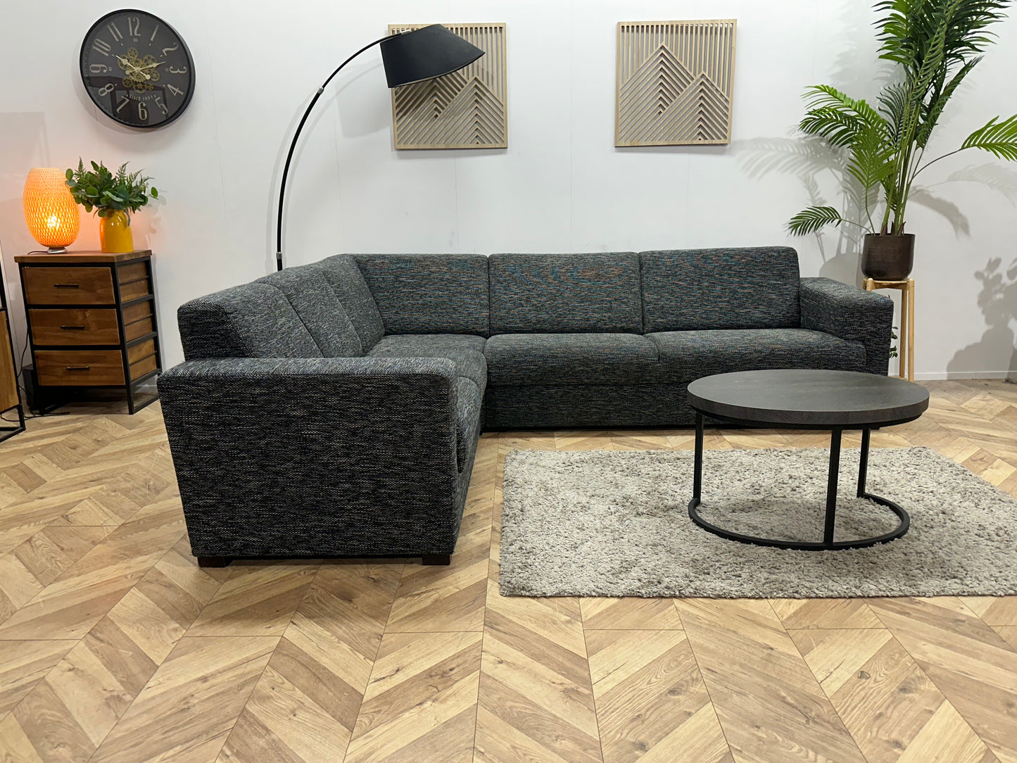 Antraciet Hoekbank ~ Vaste Kussens