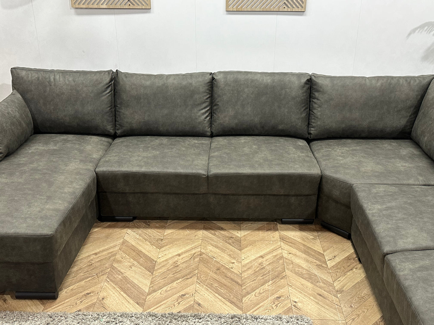 !Showroommodel! Antraciet Suède Stoffen U Bank