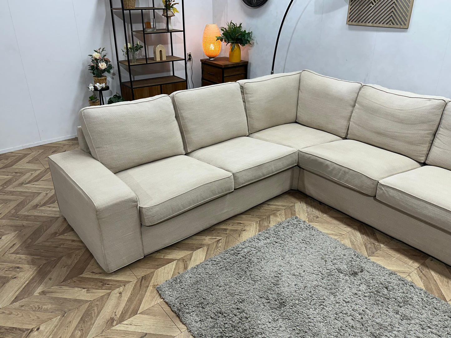 Beige Hoekbank ~ Losse Kussens Met Afneembare Hoezen