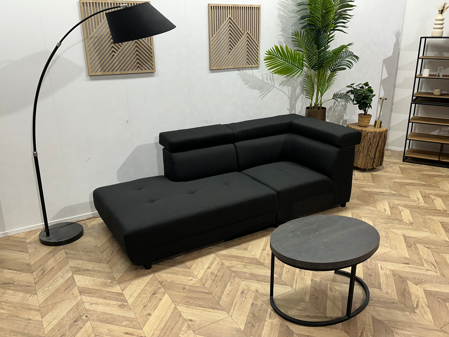 !Showroommodel! Zwart Suede Stoffen Designbank