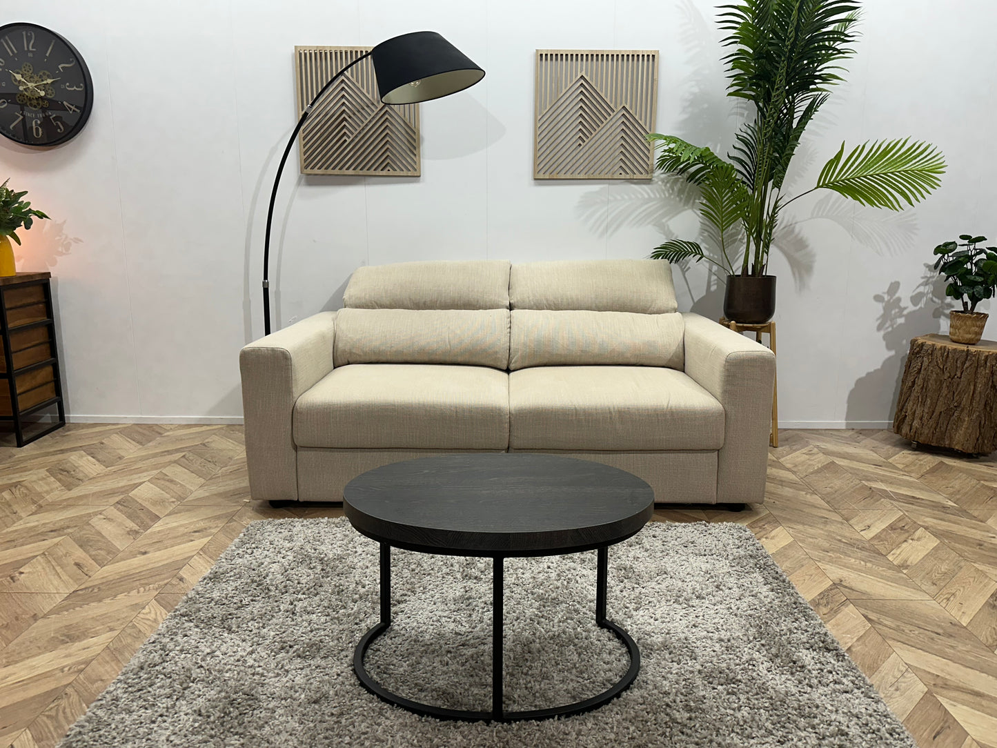 Beige 2.5-Zits Bank ~ Verstelbare Hoofdsteunen