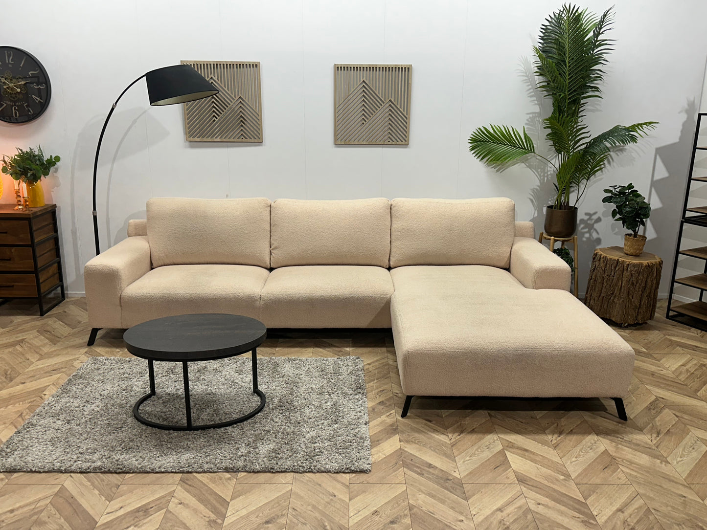 !Showroommodel! Crème Bouclé Hoekbank