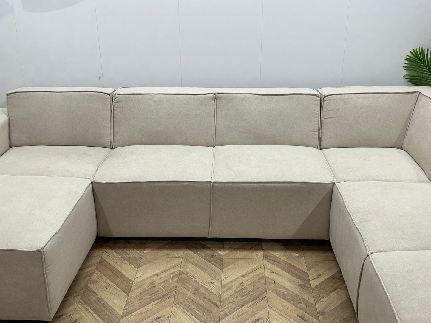 !Showroommodel! Crème Suede Stoffen U Bank