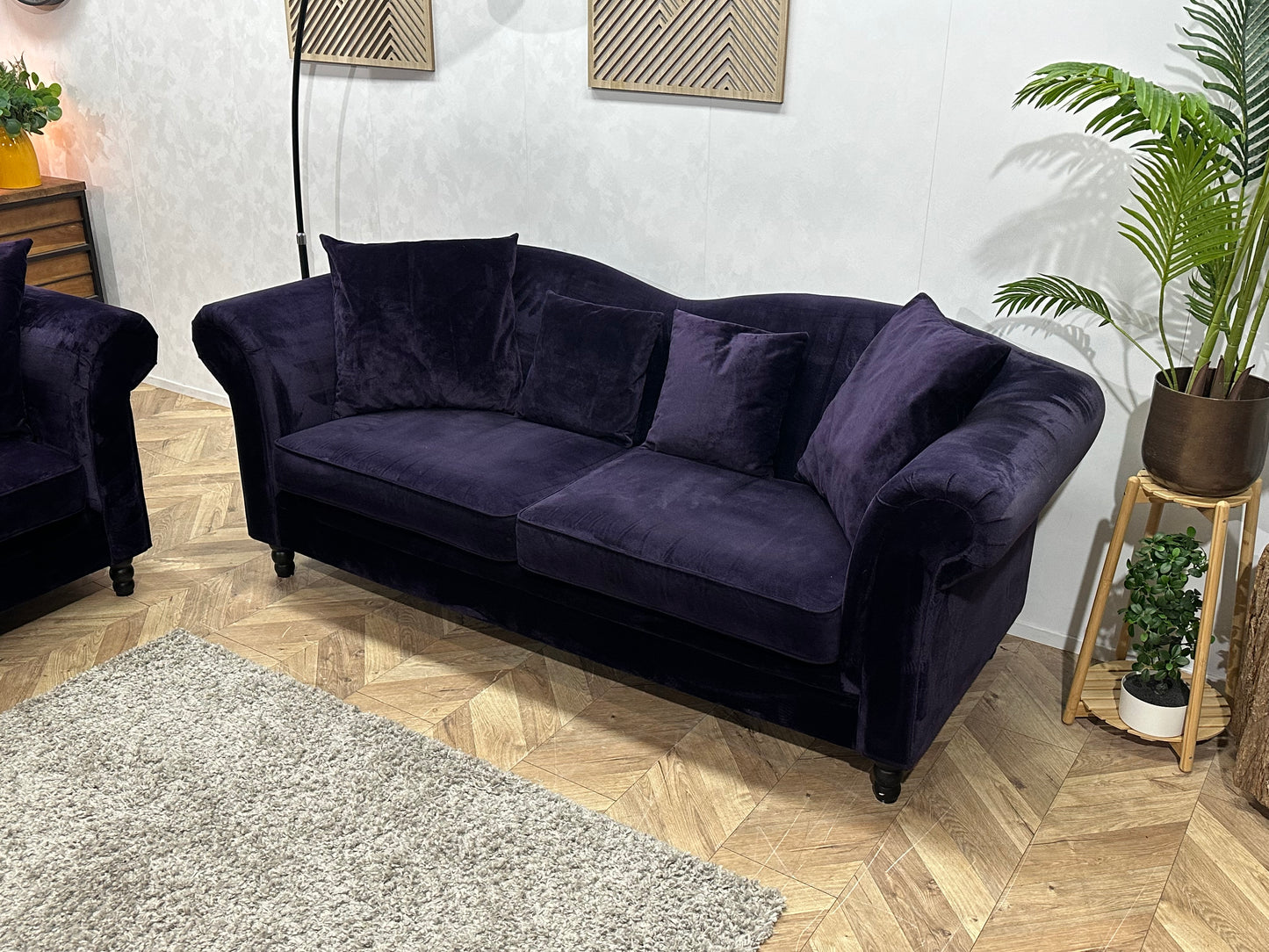 Paarse Velvet Banken Set ~ Losse Kussens Met Afneembare Hoezen