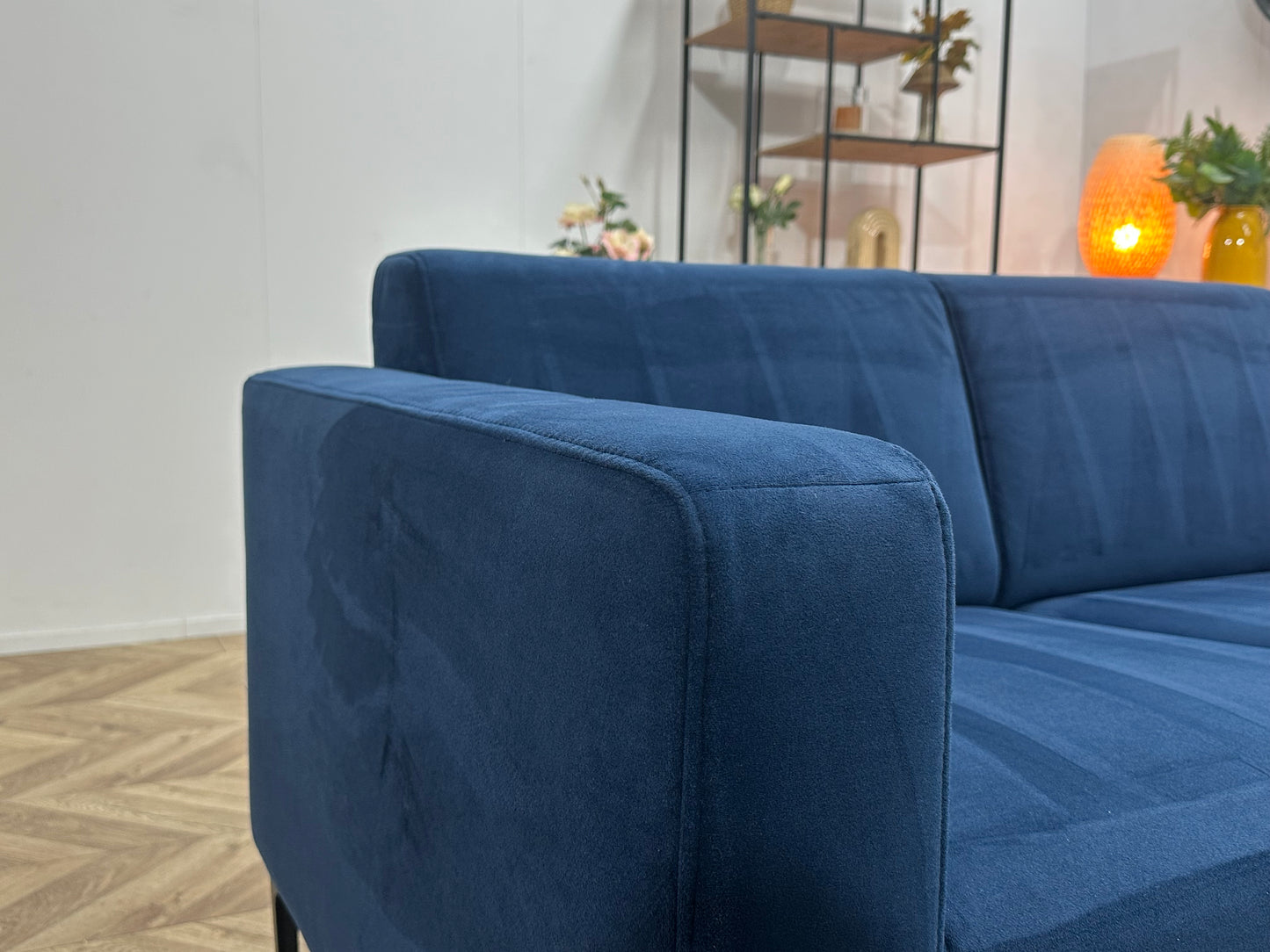 Blauwe Velvet Banken Set ~ Vaste Kussens