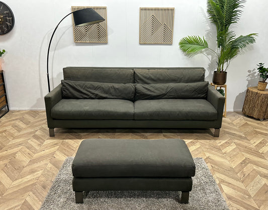 Linteloo Grijze/Groene 2.5-Zits Bank Inc Hocker ~ Losse Kussens Met Afneembare Hoezen