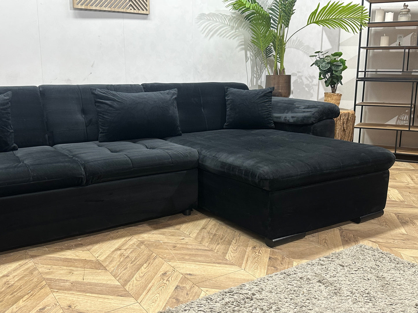 Zwarte Velvet U Bank ~ Vaste Kussens