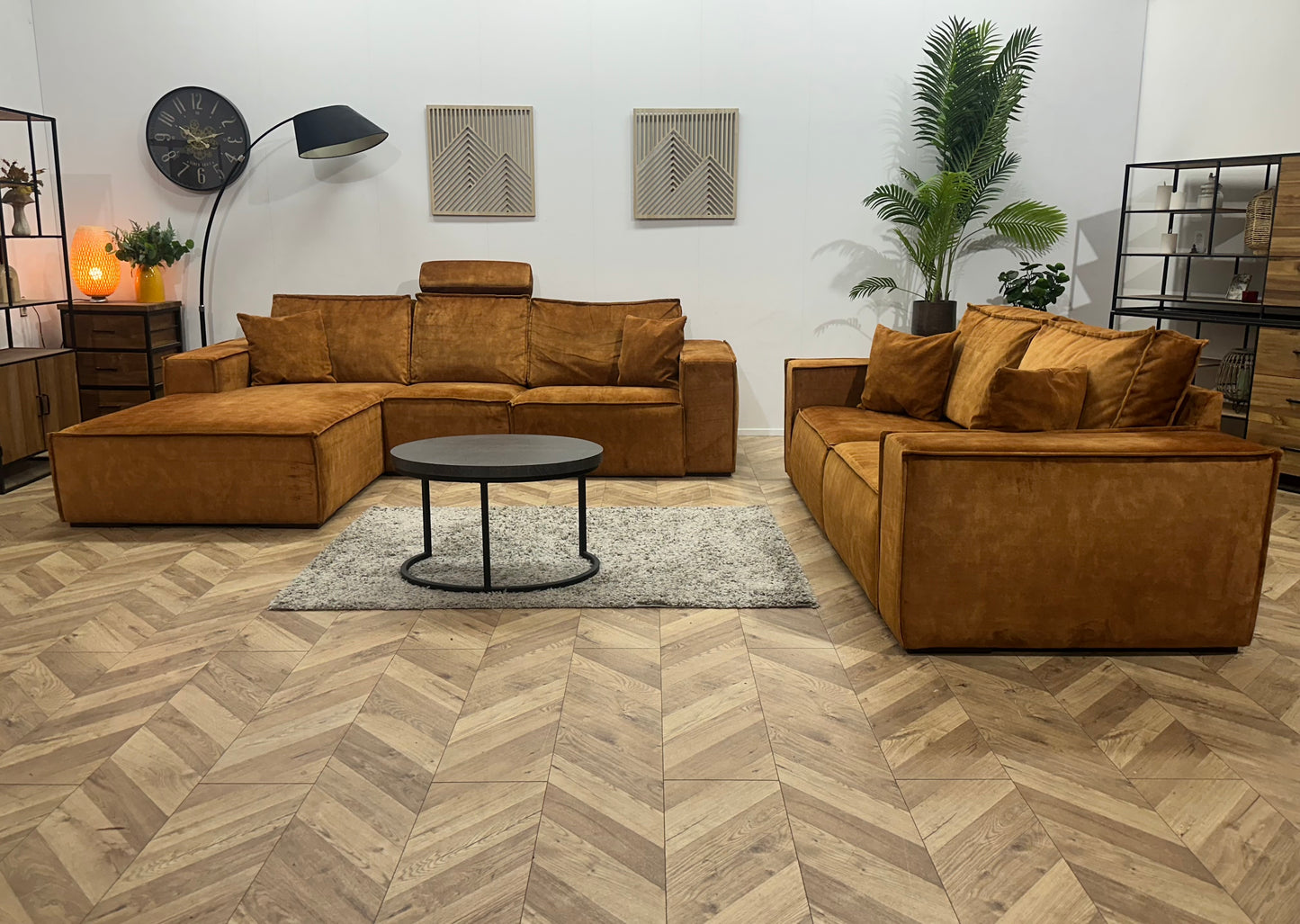 Oker Gele Velvet Banken Set ~ Relaxfunctie